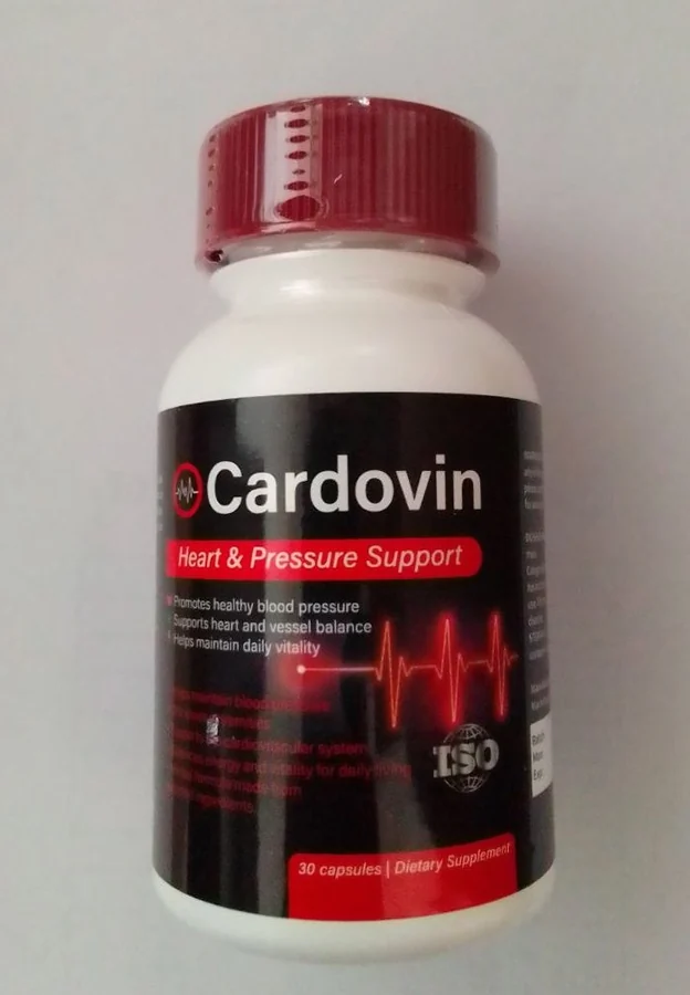 Cardovin bottle with dark red cap, 30 capsules